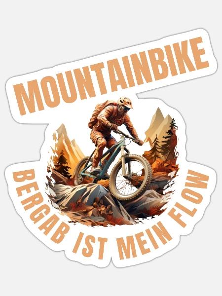 MTB: Bergab ist mein Flow - Sticker Größe S (10 x 10 cm) - Mattweiß