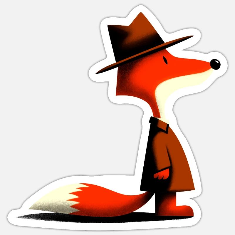 Detective Fox - Sticker size S (10 x 10 cm) - white matte