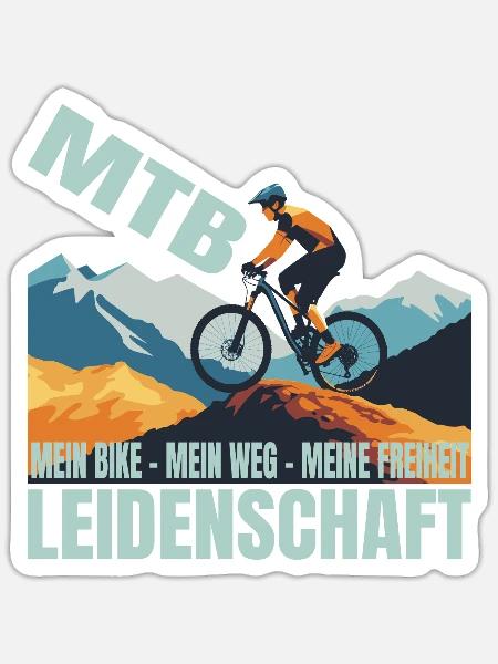 Mein Bike - Mein Weg - Meine Freiheit - Sticker Größe S (10 x 10 cm) - Mattweiß