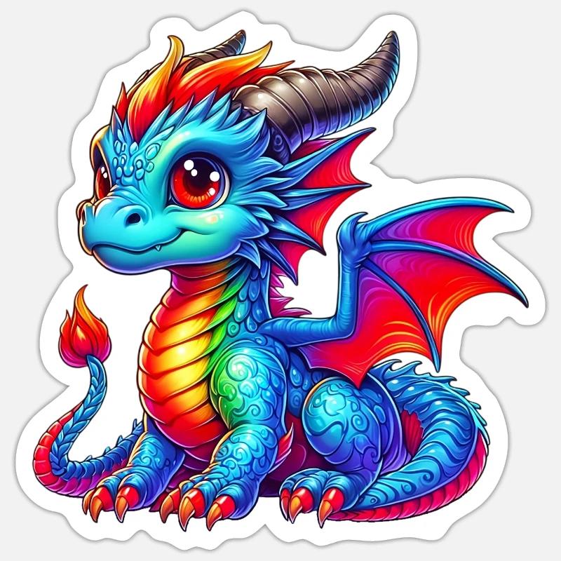 Drache - Sticker Größe S (10 x 10 cm) - Mattweiß