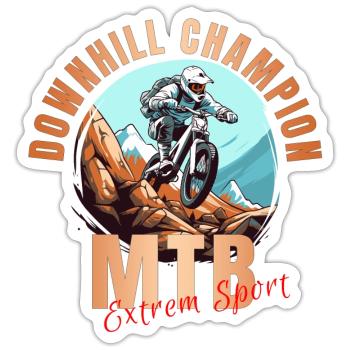 Downhill Champion - Sticker Größe S (10 x 10 cm) - Mattweiß - Vorne