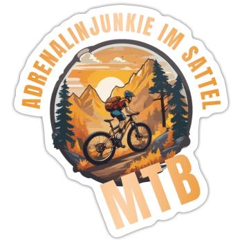 Adrenalinjunkie im Sattel - Sticker Größe S (10 x 10 cm) - Mattweiß - Vorne