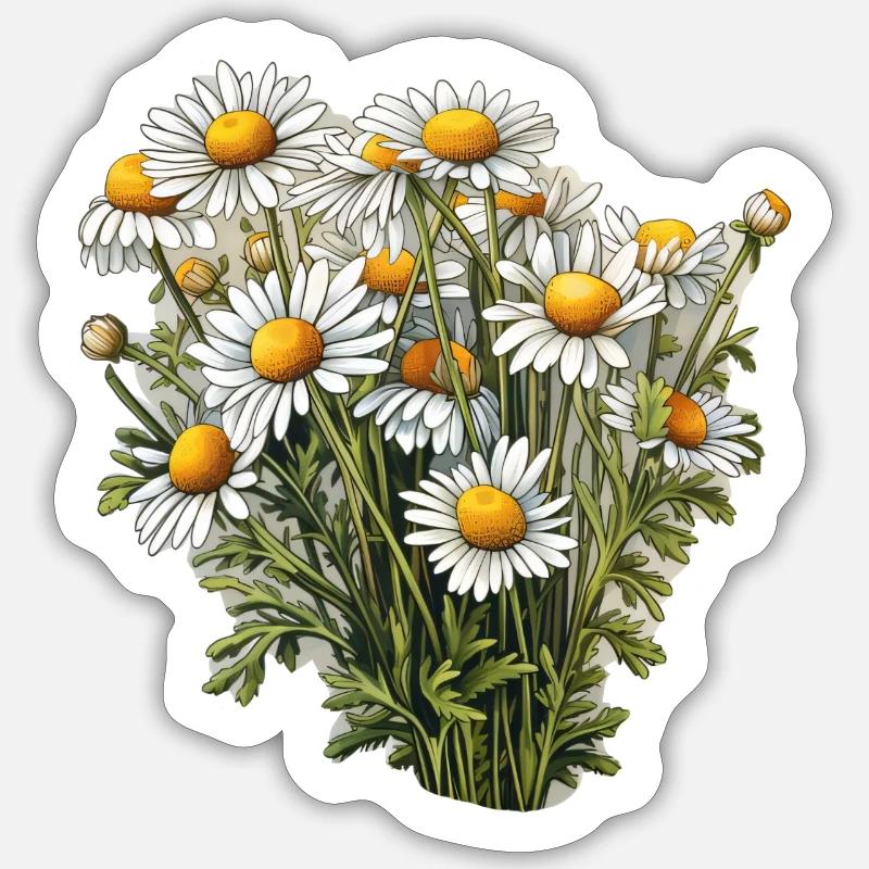 Chamomile bush - Sticker size S (10 x 10 cm) - white matte