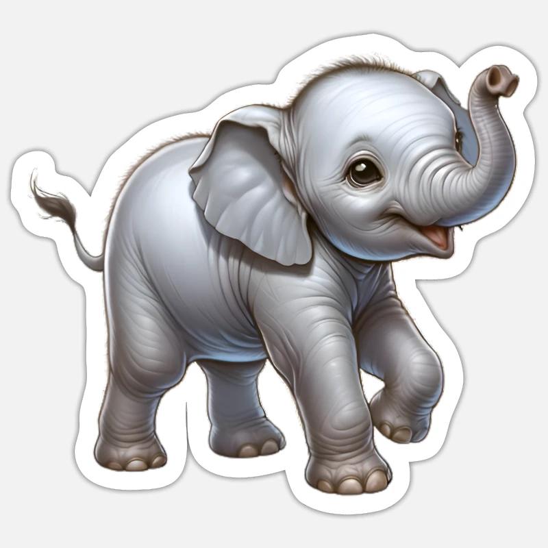 Conception d’éléphant mignon (bébé éléphant) Sticker taille S (10 x 10 cm)