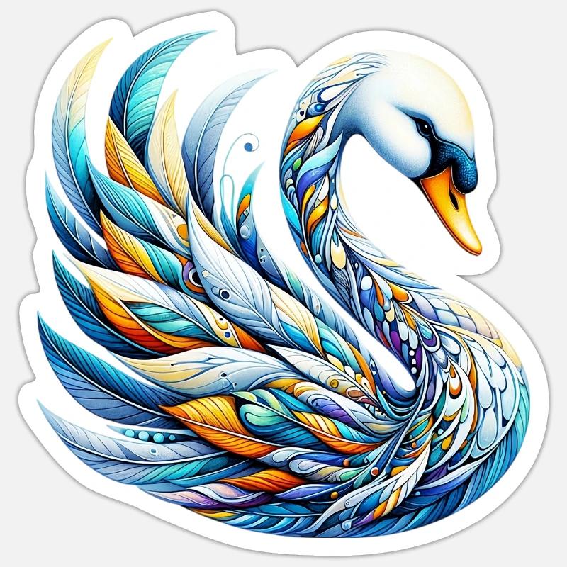 Schwan - Sticker Größe S (10 x 10 cm) - Mattweiß