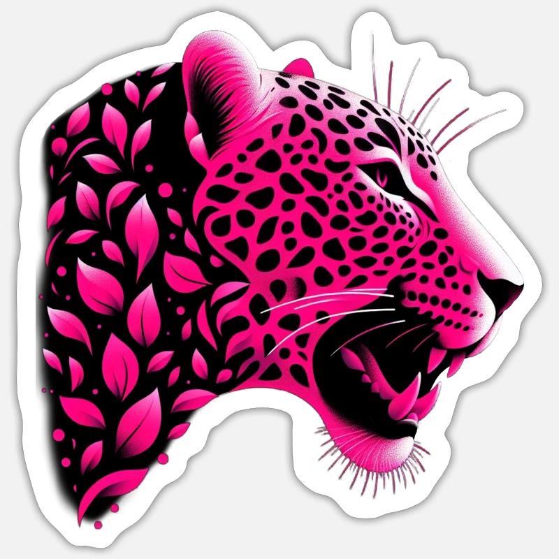 Léopard - Sticker taille S (10 x 10 cm) - blanc mat