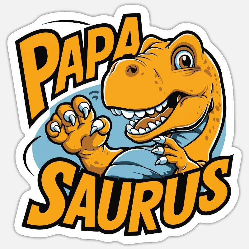 Papa Saurus Geschenkidee - Sticker Größe S (10 x 10 cm) - Mattweiß