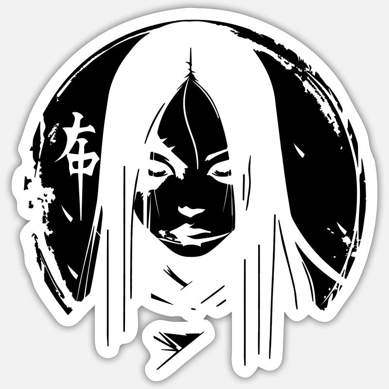 Kuchisake - Sticker Größe S (10 x 10 cm) - Mattweiß