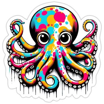 Krake - Sticker Größe S (10 x 10 cm) - Mattweiß - Vorne