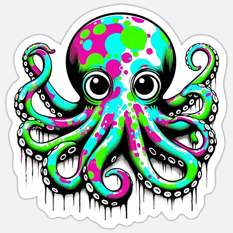 Octopus - Sticker size S (10 x 10 cm) - white matte