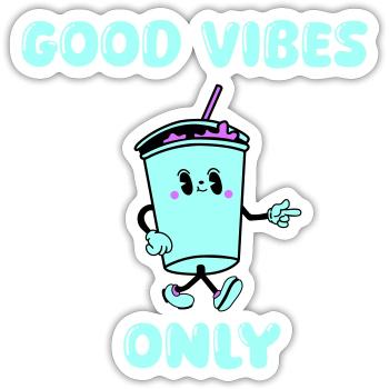 drink cartoon vibes - Sticker size S (10 x 10 cm) - white matte - Front