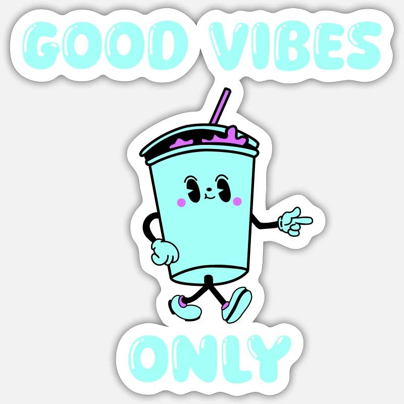 drink cartoon vibes - Sticker size S (10 x 10 cm) - white matte