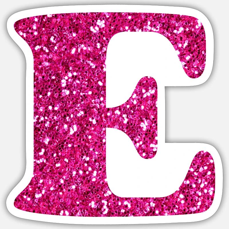 Buchstabe e rosa Glitzer - Sticker Größe S (10 x 10 cm) - Mattweiß