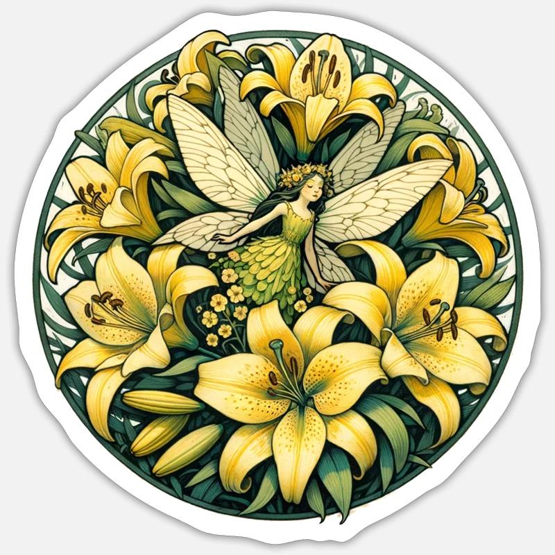 Fée des lys - Sticker taille S (10 x 10 cm) - blanc mat