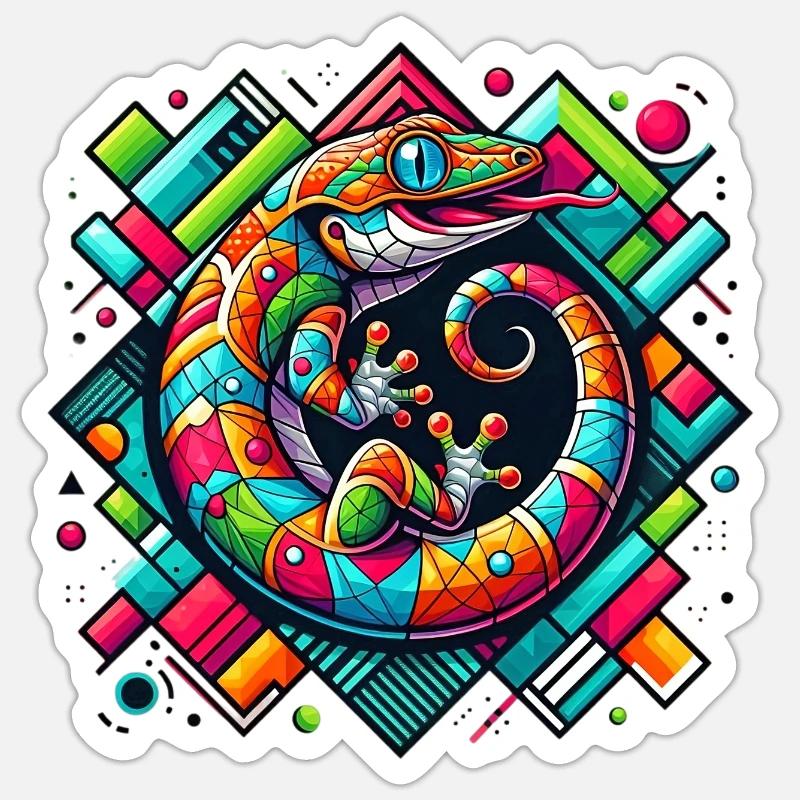 Gecko - Sticker taille S (10 x 10 cm) - blanc mat