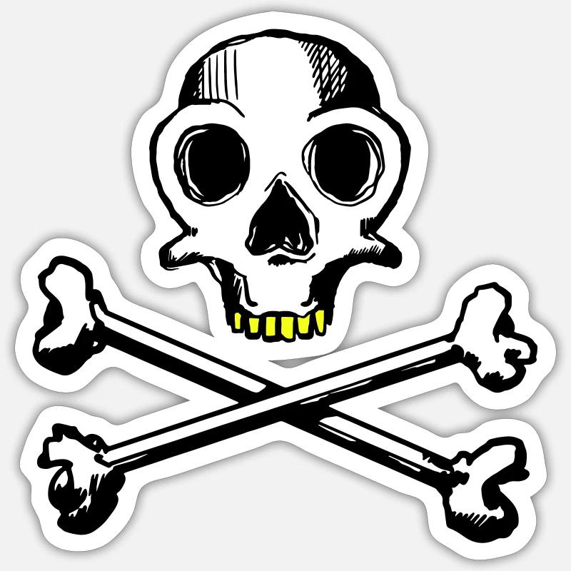 Skull and Bones 3c - Sticker Größe S (10 x 10 cm) - Mattweiß