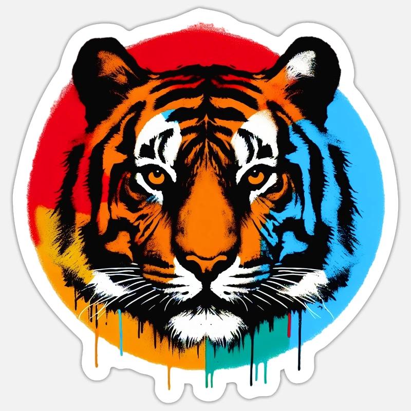 Tiger - Sticker Größe S (10 x 10 cm) - Mattweiß