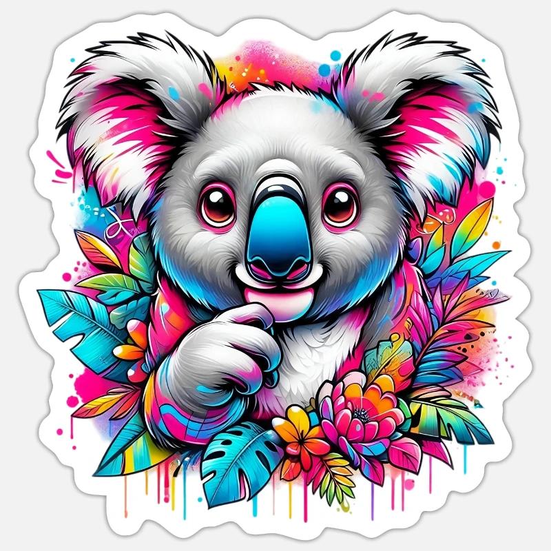 Koala - Sticker Größe S (10 x 10 cm) - Mattweiß