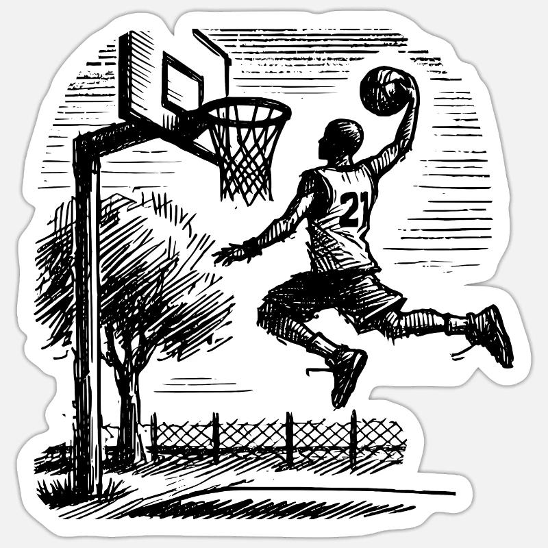 Dunk de basketteur - Sticker taille S (10 x 10 cm) - blanc mat