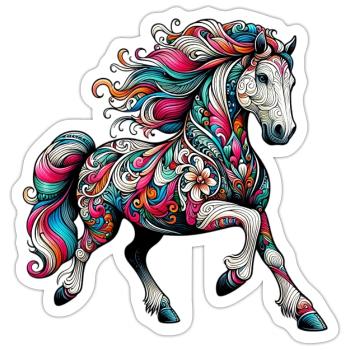 Pferd - Sticker Größe S (10 x 10 cm) - Mattweiß - Vorne