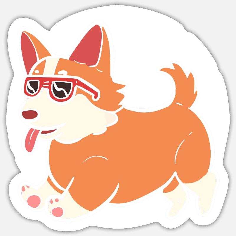 Corgi - Sticker taille S (10 x 10 cm) - blanc mat