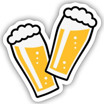 2 Biergläser Stoßen An (Bier / Willibecher / 3C) - Sticker Größe S (10 x 10 cm) - Mattweiß - Vorne