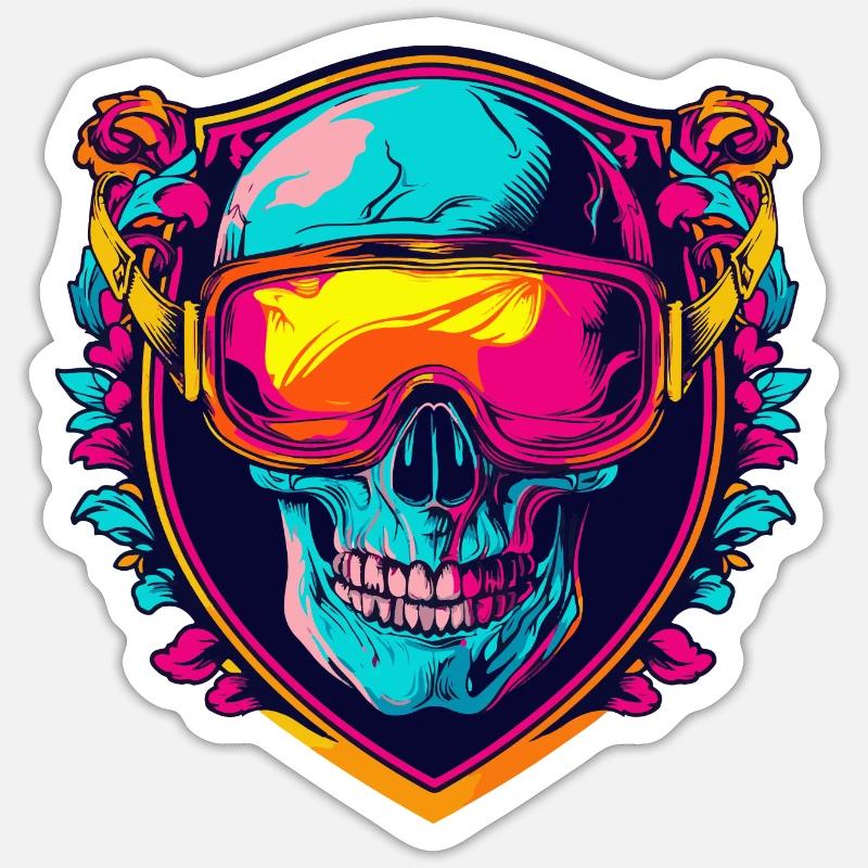 Ski Masque de ski Skull - Sticker taille S (10 x 10 cm) - blanc mat
