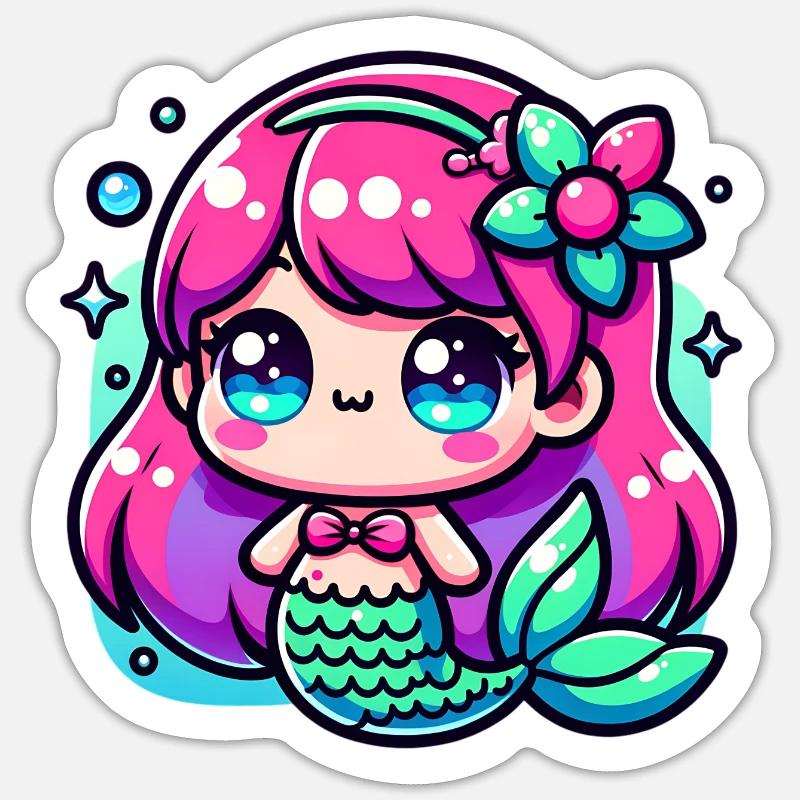 Sirène - Sticker taille S (10 x 10 cm) - blanc mat