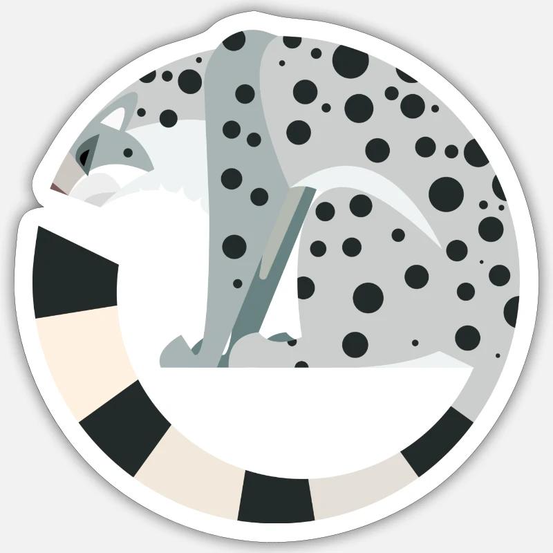 Schneeleopard - Sticker Größe S (10 x 10 cm) - Mattweiß
