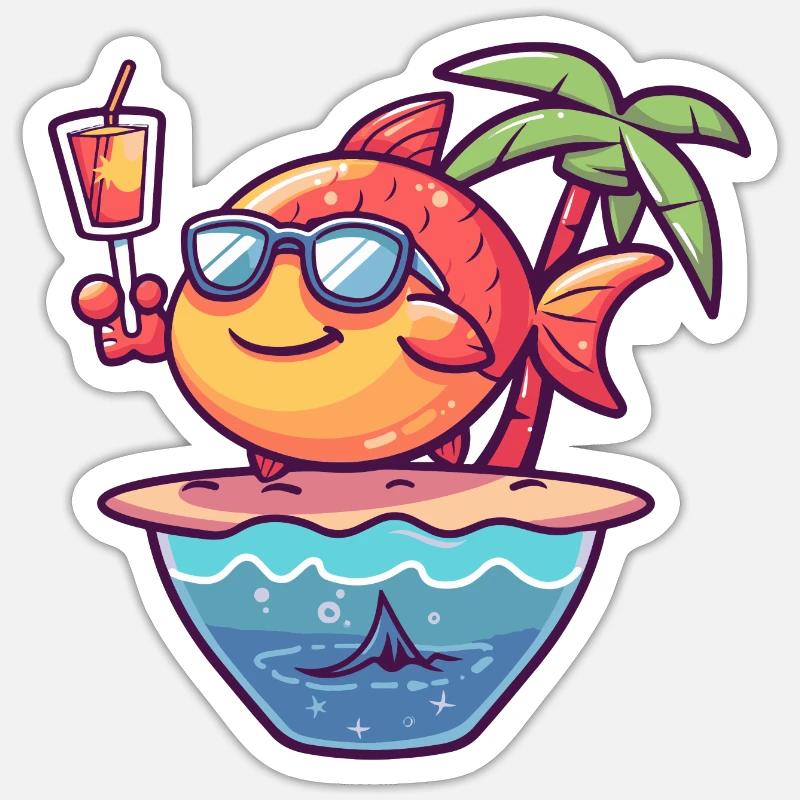 Fisch Sommer Ozean Comic Sticker Größe S (10 x 10 cm)