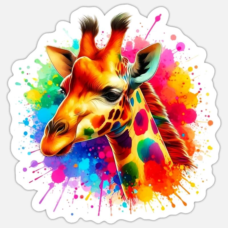 Girafe - Sticker taille S (10 x 10 cm) - blanc mat