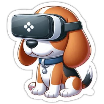 Beagle Dog VR Gamer Gaming Science Fiction - Sticker size S (10 x 10 cm) - white matte - Front