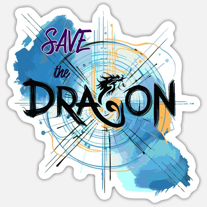Rette den Drachen - Sticker Größe S (10 x 10 cm) - Mattweiß