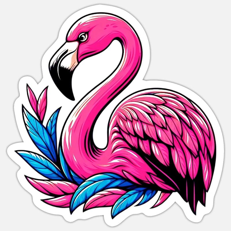 Flamant - Sticker taille S (10 x 10 cm) - blanc mat