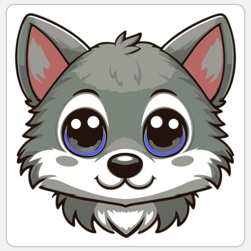 Wolfsbaby - Sticker Größe S (10 x 10 cm) - Mattweiß