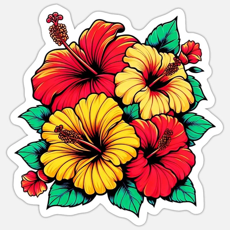 Fleurs d’hibiscus Sticker taille S (10 x 10 cm)