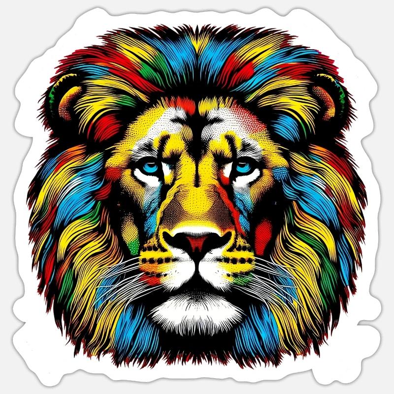 Lion - Sticker taille S (10 x 10 cm) - blanc mat