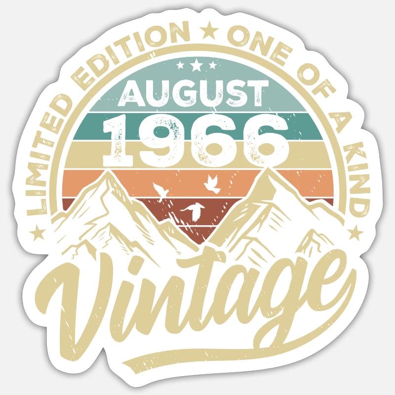 Geburtstag August 1966 Geburtstagsgeschenk August Sticker Größe S (10 x 10 cm)