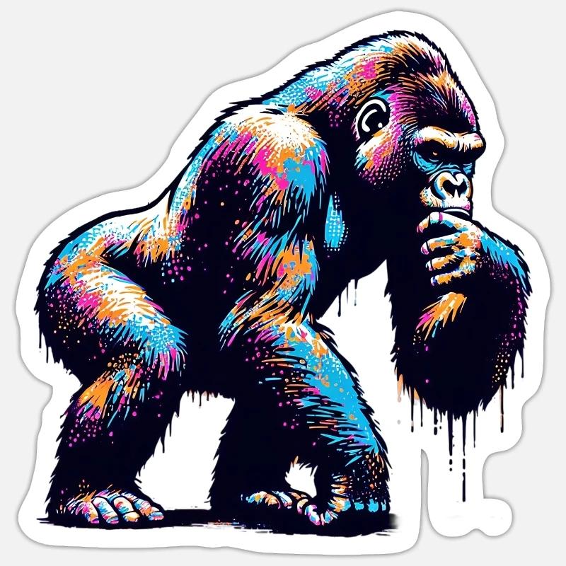 Gorilla - Sticker Größe S (10 x 10 cm) - Mattweiß
