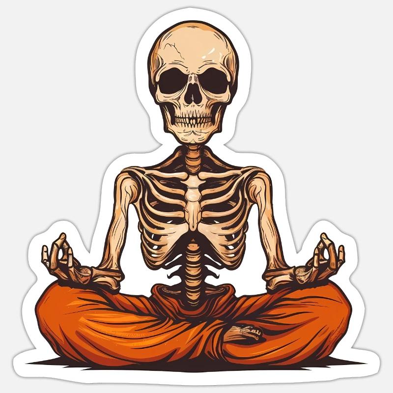Skull Yogi Meditative Skeleton Art Sticker Größe S (10 x 10 cm)