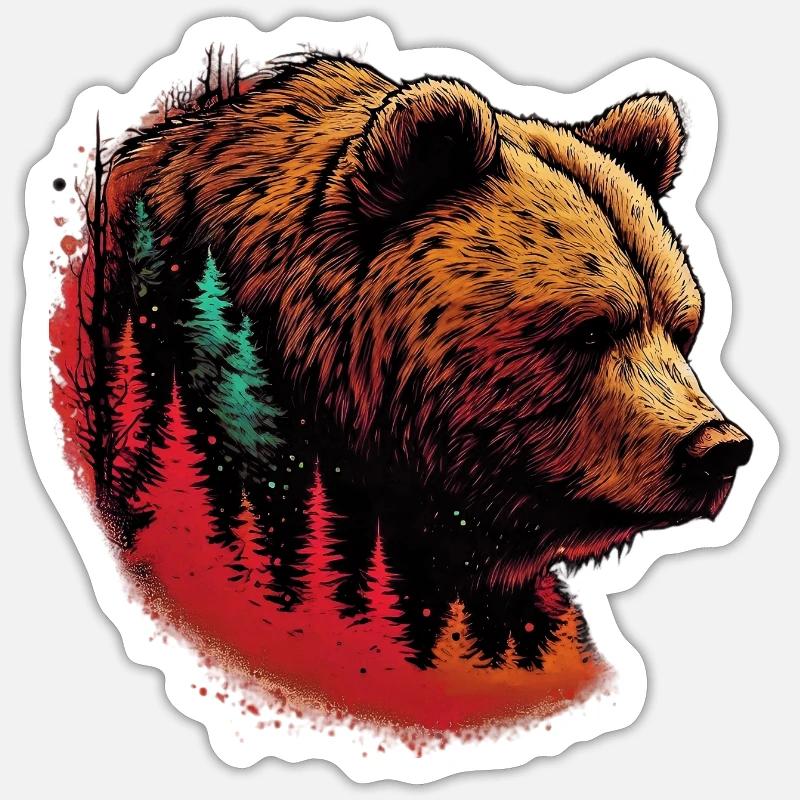 Ours - Sticker taille S (10 x 10 cm) - blanc mat