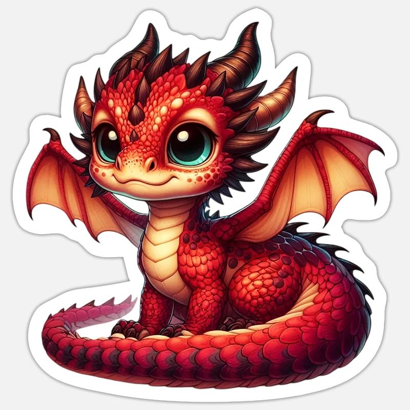 Drache - Sticker Größe S (10 x 10 cm) - Mattweiß