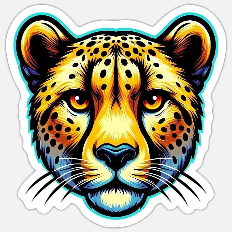 Guépard - Sticker taille S (10 x 10 cm) - blanc mat