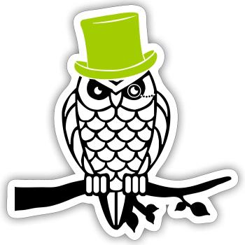 owl sir - Sticker Größe S (10 x 10 cm) - Mattweiß - Vorne