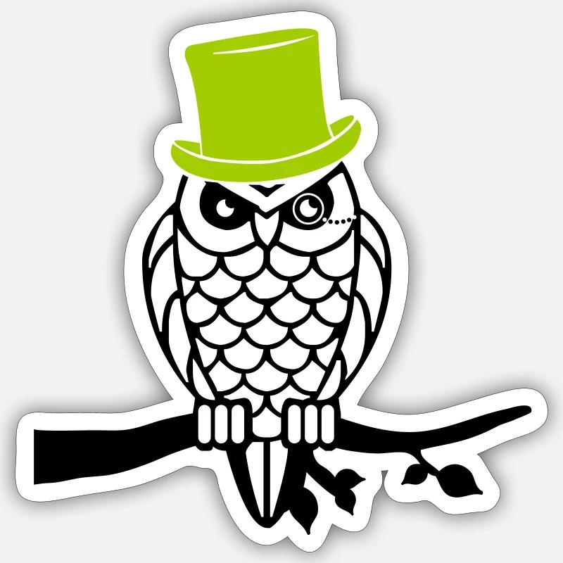 owl sir - Sticker size S (10 x 10 cm) - white matte