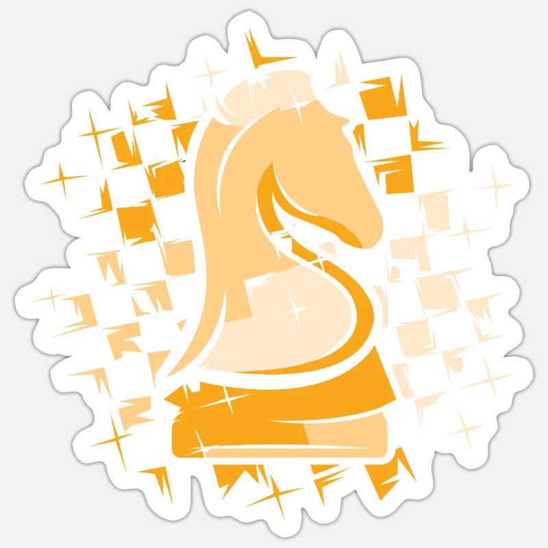 Chess Knight Couleurs Chess Pattern Illustration - Sticker taille S (10 x 10 cm) - blanc mat