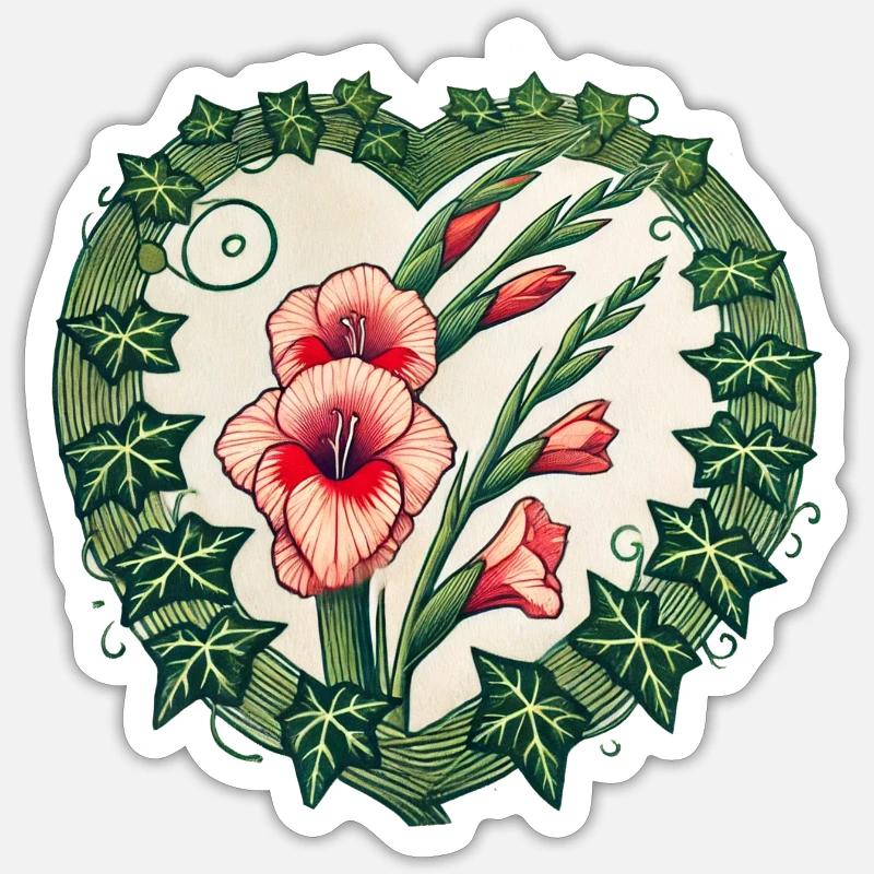 Glaïeul - Sticker taille S (10 x 10 cm) - blanc mat