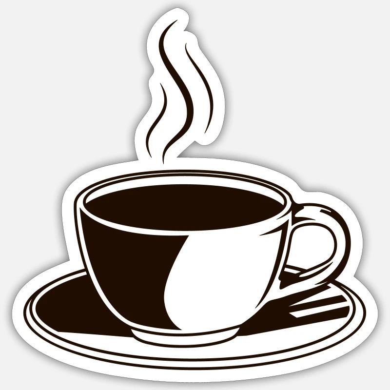 Café 1 - Sticker taille S (10 x 10 cm) - blanc mat