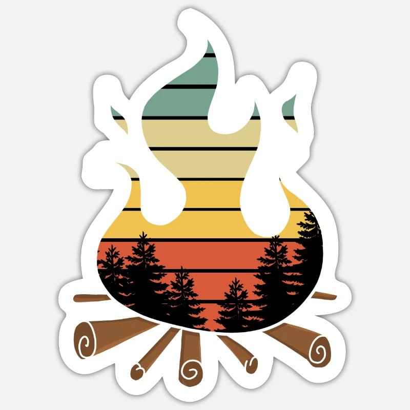 Feu de camp - Sticker taille S (10 x 10 cm) - blanc mat