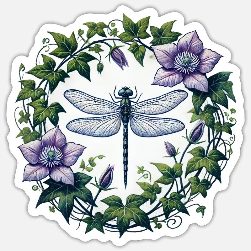 Libelle - Sticker Größe S (10 x 10 cm) - Mattweiß